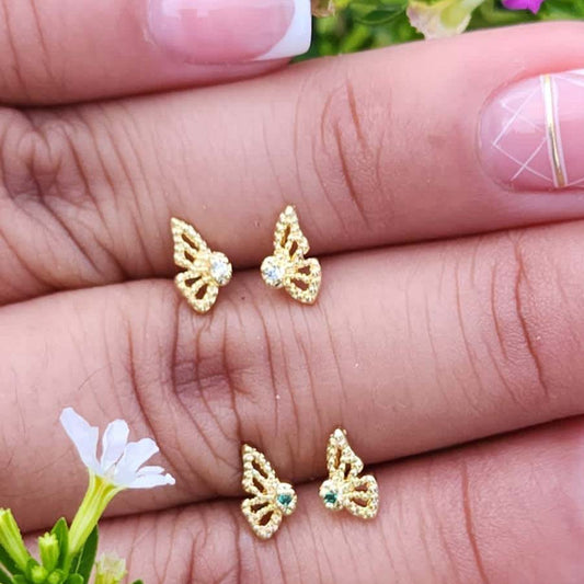 Arete Mariposa Monarca Cristal 0.8 mm