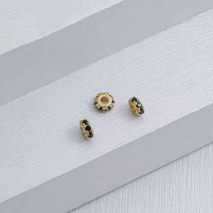 Herraje Rondel circonias x 3 4 mm Negro