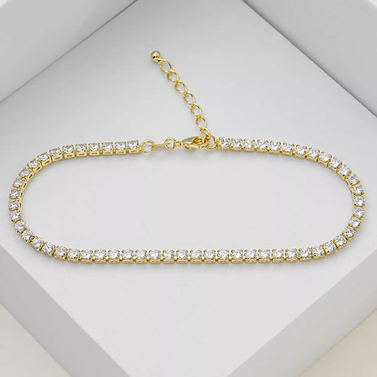 Tobillera Circonias Cristal Unisex 22 Cms + Extensor