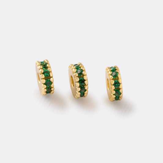 Herraje Rondel circonias  5mm x 3U VERDE