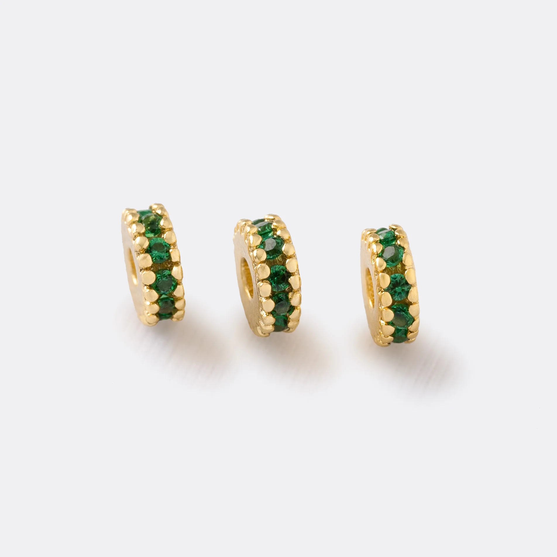 Herraje Rondel circonias  5mm x 3U VERDE